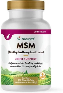 NaturVet MSM Tablets Joint and Hip Health For Dogs Arthritis Wellness 250 count - Picture 1 of 7