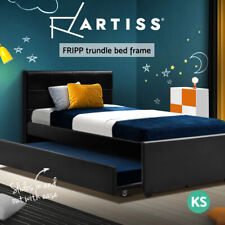 Artiss Bed Frame King Single Size Trundle Mattress Base Wooden Daybed Black