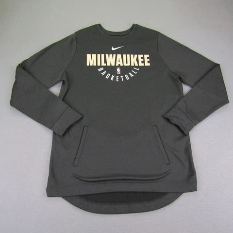 Milwaukee Bucks Sweatshirt Mens XLT Tall Gray Nike Pullover Dri Fit Sweater NBA Cover