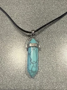 USA Seller Natural Agate Stone Crystal Pendulum Necklace Healing Chakra Reiki - Picture 1 of 4