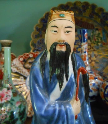 Chinese Scholar Figure Antiq 19th C. Qing Porcelain Lu Dongbin Immortal - Image 1 of 4