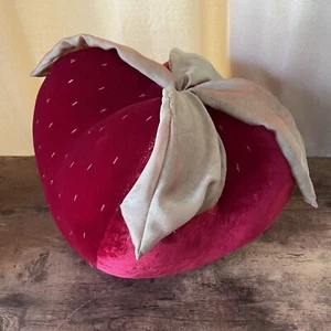 Oi San Francisco Strawberry Accent Pillow 13" Plush Red Velvet Fruit Whimsical - Picture 1 of 9