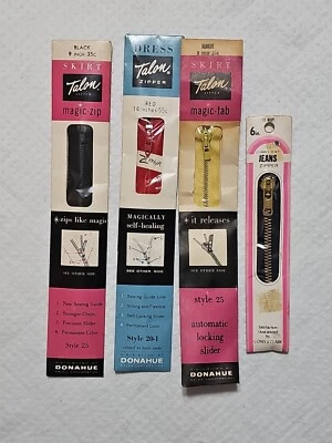 LOTE DE 4 CREMALLERAS VINTAGE 3-TALON 1-ABRIGOS Y FALDA CLARK'S VESTIDO JEANS NEGRO YL RD Foto 1 de 4