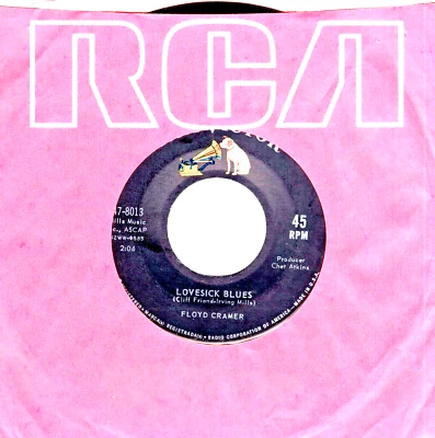 FLOYD CRAMER: THE FIRST HURT / LOVESICK BLUES .. INSTRUMENTAL .. 45 RPM -185 - Image 1 of 3