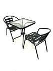 Garden Furniture Sets - 2 Black Steel Chairs & 1 Square Glass Table