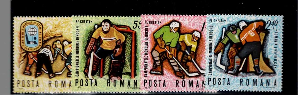Rumania Scott #2148-51, individuales 1970 hockey FVF MNH Foto 1 de 1