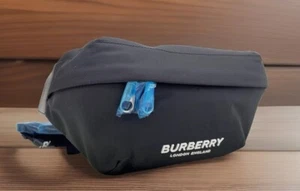 AUTH NWT $860 Burberry Men’s Sonny Contrasting Logo Nylon Belt Bag In Black~NEW - Picture 1 of 19
