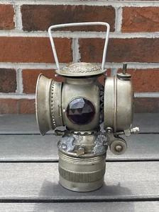 Antique Victorian Gas Carriage Bicycle Motorcycle Lamp Light Badger Brass Solar - Picture 1 of 24