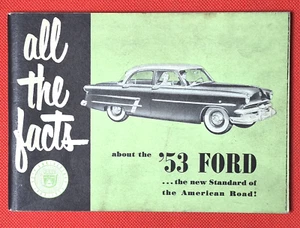1953 FORD RANGE Brochure/Fact Book -Tudor Fordor Coupes Wagons Victoria Sunliner - Picture 1 of 24