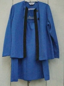 Womans Vintage Made In USA Blair Blue & Black Skirt & Jacket Set, 16P - Picture 1 of 7