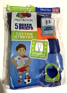 FRUIT OF THE LOOM TOODLER JUNGEN 5 BOXERSHORTS BAUMWOLLE STRETCH GRÖSSE 2T-3T - Bild 1 von 7