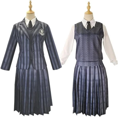 Uniforme Escolar Miércoles 5 piezas Disfraz Cosplay Niño, L (140cm) 10-11 años Foto 1 de 4
