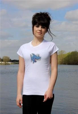 Toy JAWS - Blue cartoon SHARK Scuba diving ladies T-shirt all sizes - Image 1 of 4