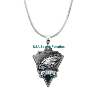 Ожерелье с логотипом команды Philadelphia Eagles на цепочке из стерлингового серебра 925 пробы со змеей  - Изображение 1 из 3