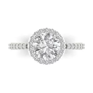 Alianza Anillo Aniversario Halo Boda Novia Corte Redondo 2.39CT Oro Blanco 14k - Imagen 1 de 11