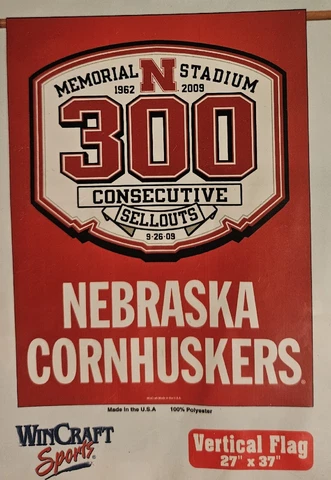 Nebraska Cornhuskers NCAA 27" X 37" Banner Flag Memorial Stadium 300th Sellout Cover