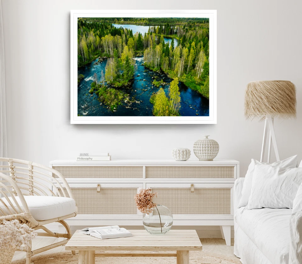 Forest & Trees Print, River Wall Art, Aerial Framed Nature Wall Art, Natural  - Image 1 of 1