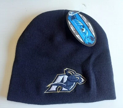 UNIVERSITY OF AKRON ZIPS KNIT BEANIE HAT CAP 3D RAISED LOGO NAVY NEW NCAA  - Image 1 of 2