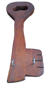Wood Key Holder Shape Like A Key(3044Tote15) 2 Hooks Hand Made - Picture 1 of 7