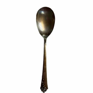 Silver Flatware - Heirloom Oneida Damask Rose Serving Spoon Oval 8.5” Excellent - Picture 1 of 6