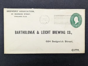 1894 BARTHOLOMAE & LEICHT BREWING CO BREWERY BEER Envelope Cover Cachet Chicago - Picture 1 of 2