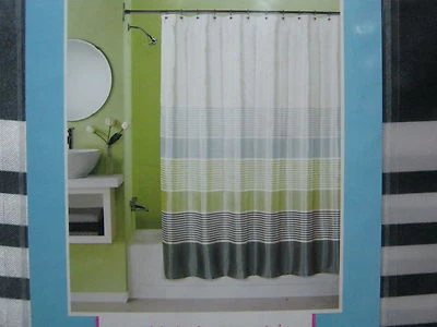 NOVA CORTINA DE CHUVEIRO PERI 70"x72" Simon STRIPE ~ Cinza carvão escuro, verde, branco - Imagem 1 de 4