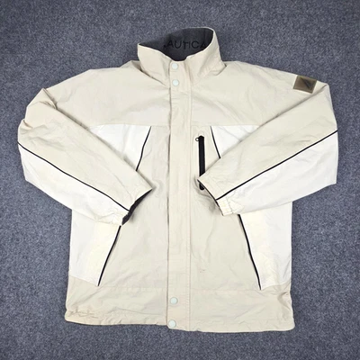 Nautica Jacket Mens MEDIUM Beige Windbreaker Reversible Winter zip Size M - Image 1 of 4