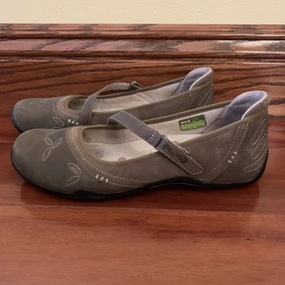 Mujeres Ahnu Verde Oliva Taupe Marrón Cuero Mary Jane Zapatos Sin Cordones Talla 10 Foto 1 de 4