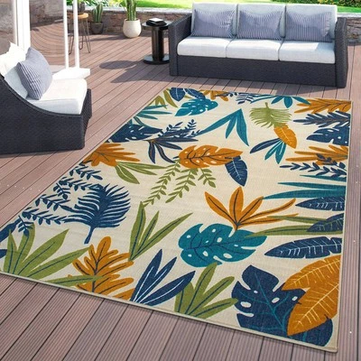 Alfombra de exterior Rugshop hojas florales alfombras de interior/exterior alfombra de exterior para patio Foto 1 de 2