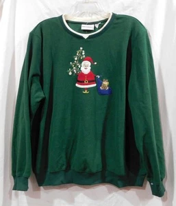 NWT - Ms. Embroidered Santa Fleece Sweater from Alfred Dunner  - Green - Sz L - Picture 1 of 3