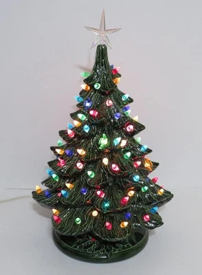 Vintage Ceramic Lighted Christmas Tree on Base 18.5" Tall to top of Star 1987 LS - Image 1 of 4