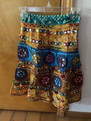 3 PIEZAS DISFRAZ ORIENTAL NIÑAS PEQUEÑO HALLOWEEN HECHO A MANO FALDA TOP FAJA Foto 1 de 4