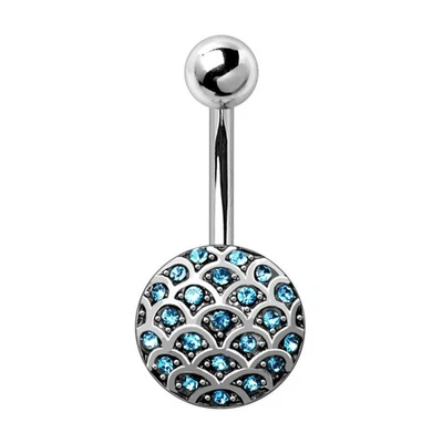 316L Stainless Steel Aqua Ocean Charm Navel Ring - Image 1 of 3