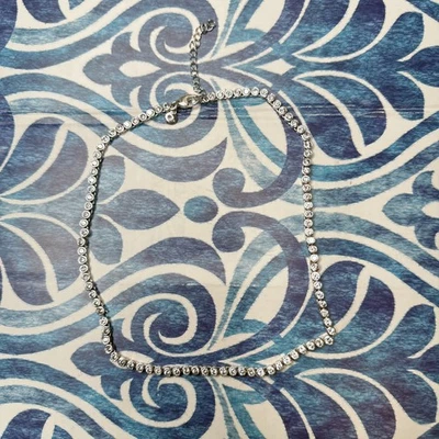 MADEWELL NWOT The Tennis Collection Silver Bezel Set Crystal Necklace NN344 - Image 1 of 4