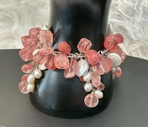 Cha Cha Artisn Armband Erdbeerquarz & Süßwasserperlen Sterlingsilber  - Bild 1 von 12