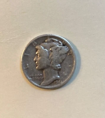 1941 Mercury Dime 90% Silver Through Strike Error - Image 1 of 2