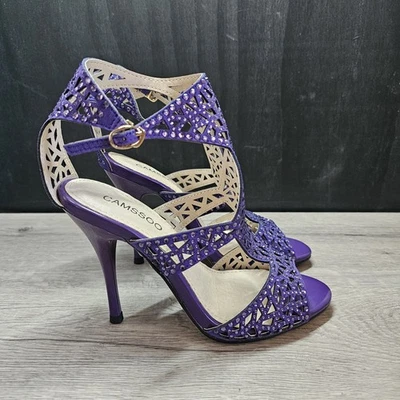 Tacones de aguja CAMSSOO con correa para el tobillo estrás Foto 1 de 4