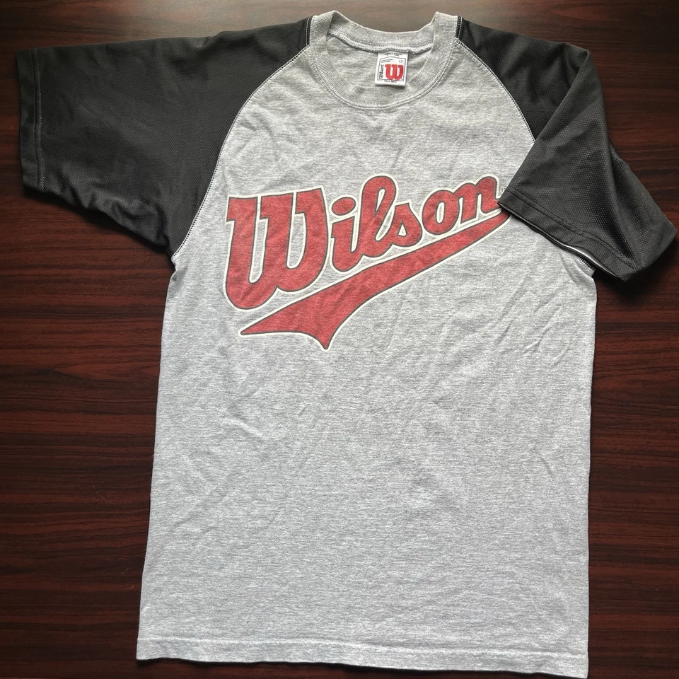 Camisa Atlética WILSON De Colección Para Hombre Grande Alta LT Gris Clásica Malla Años 80 Logo Foto 1 de 4