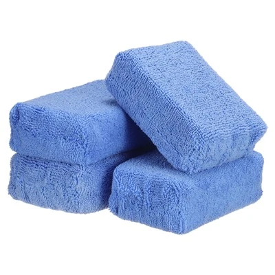 4pcs Microfiber Car Wash Sponge 4.7"x3.2" Non-Scratch Foam Applicator Pads Blue Foto 1 de 4