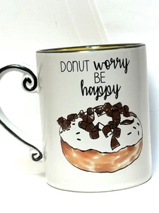 Donut Worry Be Happy Ceramic Stoneware Mug Spectrum Designz Blue Sky 16oz - Picture 1 of 4