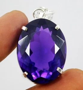 Ciondolo in argento sterling 925 ametista viola naturale 78,60 ct pietra... - Foto 1 di 7