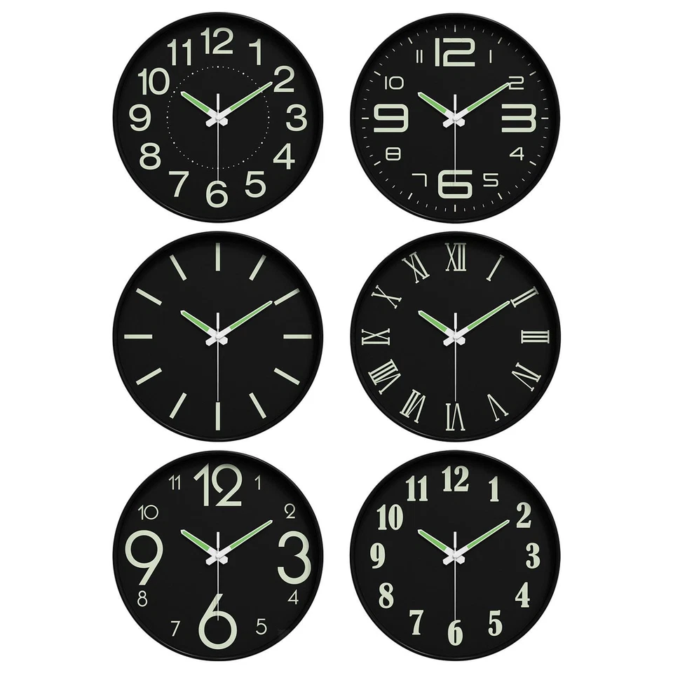 Glow in The Dark Clock Luminous Numerals and Hands Silent Night Light Wall Clock - Image 1 of 1