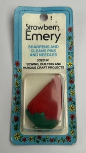 Vintage Strawberry Emery Sharpens And Cleans Pins And Needles USA New - Picture 1 of 4