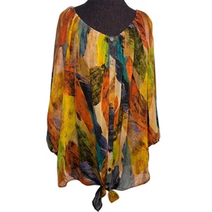 Lane Bryant Blouse Shirt Tunic Top Women Plus Size 22/24 2X Sheer Colorful Boho - Picture 1 of 11