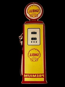 Insegna Latta Pompa Gas Shell Benzina Decorazione Parete Uomo Grotta Grande - Foto 1 di 1