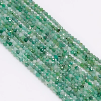 Cuentas micro facetadas redondas de cuarzo esmeralda verde 2,5-3 mm hilo 12,5" Foto 1 de 2