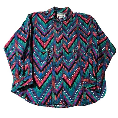 Camisa grande vintage de vaquero azteca occidental Wrangler años 90 para mujer Foto 1 de 4