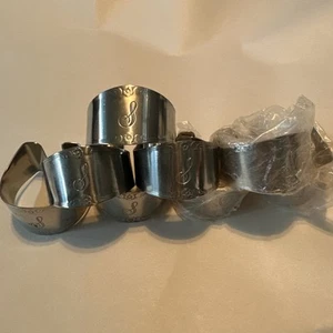 8 Customcraft Korea Stainless Steel Napkin Rings Engraved Initial Monogram S - Picture 1 of 3