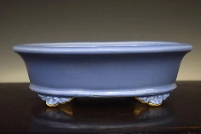 Bonsai Japonés Tokoname EIMEI 8.4" (21.4cm) Azul Claro Esmaltado Ovalado L408 Foto 1 de 4