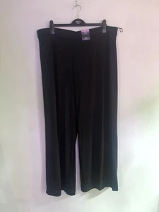 M&S COLLECTION, Wide Leg-Black-Stretch Jersey-Trousers. 22Reg. BNWT - Picture 1 of 7